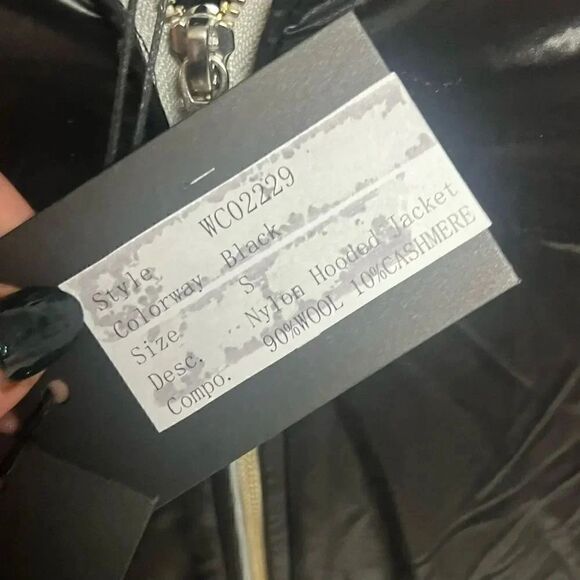 NWT women’s NAADAM black cashmere wool nylon hooded black zip up jacket sz small - Picture 7 of 8